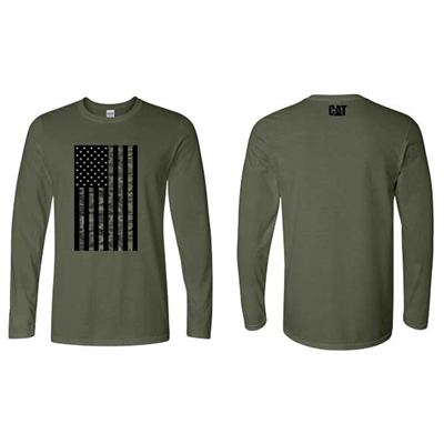 OHCT6016<br>Men's LS Military Green Flag Tee